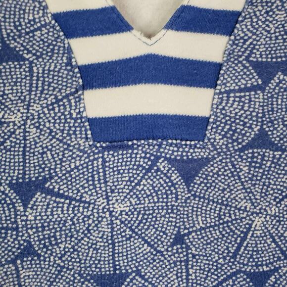 Talbots Shirt Stretch Blue White Plus Size 3X Cotton Popover Geometric - Picture 4 of 9